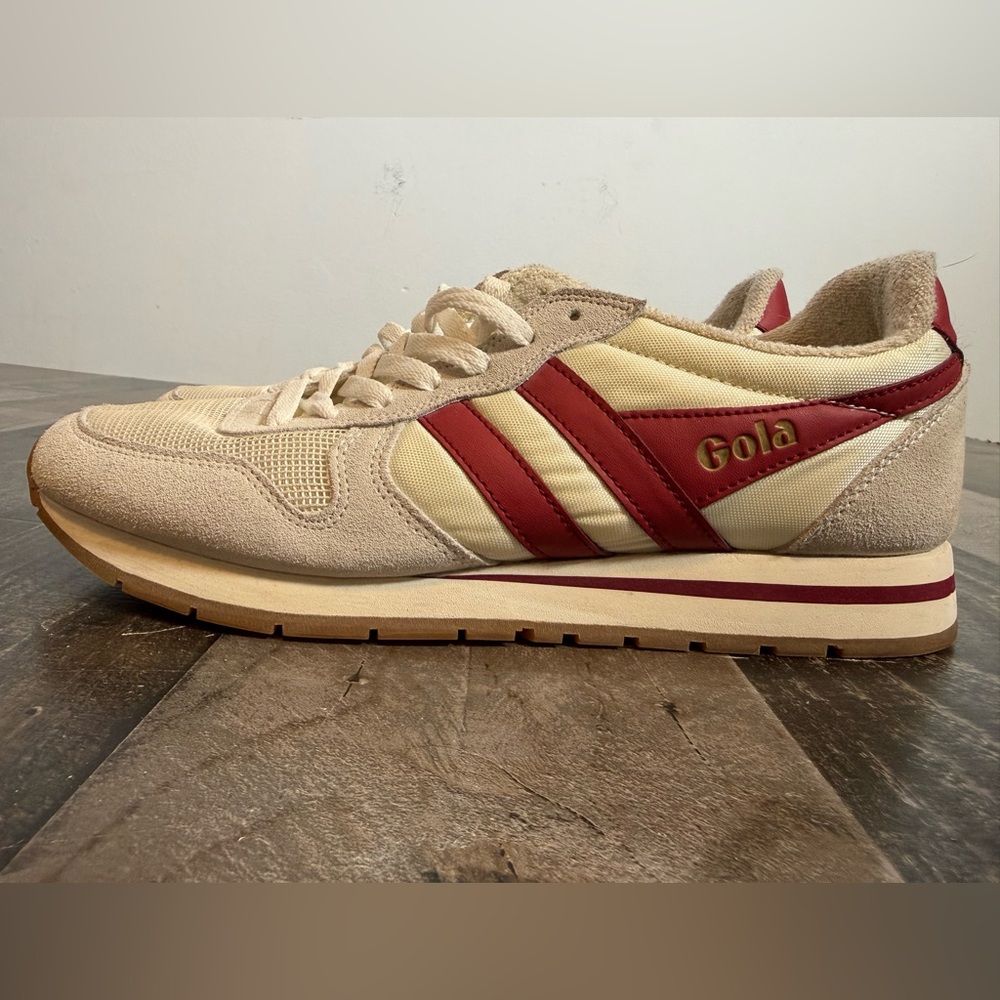 Gola Daytona Retro Runner Sneakers Cream Red Suede Gum Sole‎ US 10